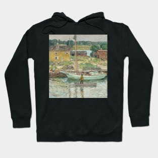 Oyster Sloop, Cos Cob by Childe Hassam Hoodie